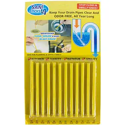 Палички від засмічень Sani Sticks Сани Стікс, Жовті, засіб для чищення труб і каналізації з доставкою (ST)