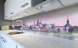 Вініловий кухонний фартух Старовинний замок наклейка для кухні Архітектура Рожевий 60х300 см Happy Pocket Z181411 - мініатюра 6
