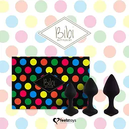 Набір силіконових анальних корків FeelzToys Bibi Butt Plug Set 3 шт. Black - мініатюра 4