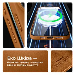 Кожаный чехол-панель для Apple iPhone 15 Pro Max, FAKE Leather Case, коричневый, искусственная кожа, премиальный, противоударный, защита всего корпуса, с мягкой подкладкой, поддержка MagSafe и беспроводной зарядки, ArmorStandart (ARM76306) - мініатюра 4