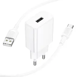 МЗП Borofone BA110A Lemi 7.5W (1USB-A) + кабель USB to Type-C White - мініатюра 4