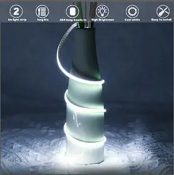 COB LED стрічка 24V Холодний білий 6000K 2m, Arote LED стрічка 3 мм шириною димоване світло високої щільності DIY 384LEDs/м - мініатюра 2
