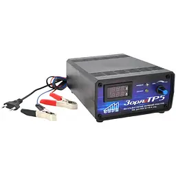 Трансформаторний зарядний пристрій Зоря ТР-5 для акумулятора 12V, ємність АКБ 32-140А/год, струм заряду 10A, вольтметр+амперметр+охолодження