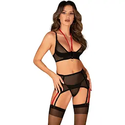 Комплект білизни Obsessive Glandez 3-предмети XL/2XL (чорний)