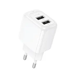 Сітчастий зарядний пристрій HOCO CS51A Surplus dual-port charger 2USB/2,4A білий