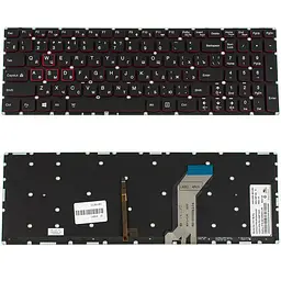 Клавіатура для ноутбука LENOVO (IdeaPad: Y700-15) rus чорний без фрейма підсвічування клавіш