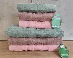 Набір турецьких махрових рушників Cestepe 50х90 3 штуки + 70х140 3 штуки Bamboo Cicek №2