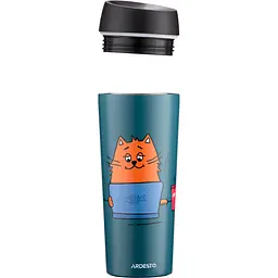 Термокухоль Ardesto Coffee time Red Cat, нержавіюча сталь, синій, 450 мл (AR2645CG) - мініатюра 2