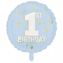 Кулька 18" (45см) Коло блакитне 1st Birthday (Китай) 0009-586