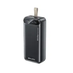 Повербанк Awei PA12 на 30000 mah 22.5W Чорний, зовнішній акумулятор роутера — телефона, потужний powerbank
