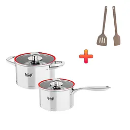 Каструля з кришкою 2л та ківш з кришкою 2л Prime Chef Krauff + Лопатка Gourmet 26 см та 30см - мініатюра 7