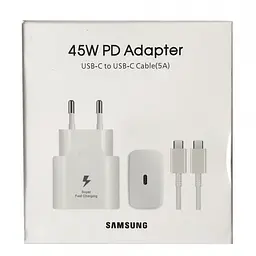 Зарядний пристрій комплект із кабелем Samsung 45 W 1 вихід USB-C PD білий (EP-TA845XWE) - мініатюра 4