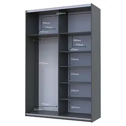Шафа-купе Doros G-Caiser 1 ДСП/1 дзеркало 160х60х240 см Дуб Евок/Графітовий (42005072) - мініатюра 2