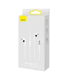 Навушники Baseus Encok 3.5mm lateral in-ear Wired Earphone H17 білі - мініатюра 2