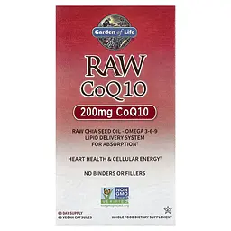 Коензим Q-10 RAW CoQ10 200 mg 60 рослинних капсул Garden of Life vit0005727