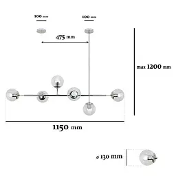 Люстра стельова Levistella 7529802-6 CR+CL, E27, хром, скло, сучасний стиль для дому - мініатюра 2