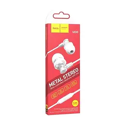 Дротові вакуумні навушники Hoco M98 Delighted metal universal earphones with microphone, 3.5mm, 1.2m, silver - мініатюра 4