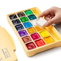 Набір гуашевих фарб Jelly Cup 18×30 мл жовтий пластиковий пенал HIMI - мініатюра 7