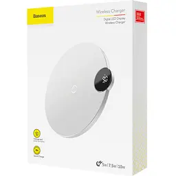 Бездротовий зарядний пристрій Baseus LED Display Wireless Charger 10W WXSX-02 White - мініатюра 3