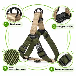 Шлея для собак Nunbell Y-Shape з повідцем, регульована та світловідбивна S, Зелений - мініатюра 4