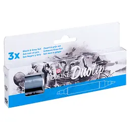 Набір маркерів акварельних двосторонніх ECOLINE DUO TIP Black&Grey 3 шт Royal Talens (8712079465599)