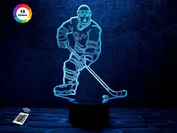 Нічник-світильник 3D Хокеїст 3DTOYSLAMP 26х17 см osv0001247