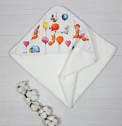 Дитячий рушничок-куточок 80х80 a.l.babybox Лисички на кульках Білий - мініатюра 2