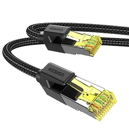 Мережевий кабель Ethernet UGREEN NW150 5 м патч-корд RJ45 штекер на RJ45 штекер Cat7 до 10 Гбіт/с з подвійним екрануванням у бавовняному обплетенні жили з чистої міді 600 МГц чорний (80425)