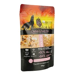  Повноцінний беззерновий корм Ambrosia Grain Free з куркою та рибою для цуценят усіх порід 100 г - мініатюра 2