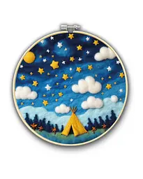 Набір для валяння картини з вовни Зоряна ніч Brushme EFL004 Різнокольоровий shop (9995482469944)