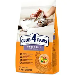 Сухий корм для котів, які живуть у приміщенні Club 4 Paws Premium Adult Cats Indoor 4 in 1 із куркою 2 кг