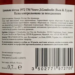 Арманьяк Veuve J.Goudoulin Bas Armagnac 1985 40% 0.7 л у подарунковій коробці - мініатюра 4