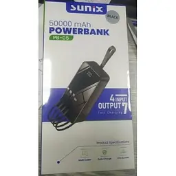 Зовнішній акумулятор Sunix PB-05 50000 mah із захищеною лампою чорний - мініатюра 3