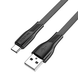 Кабель плоский Flat Type C - Usb 2.0 Borofone X85 1m чорний (6974443387117)