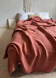 Покривало Zeintex Heaven муслінове бавовняне теракотове 180х230 см - мініатюра 6