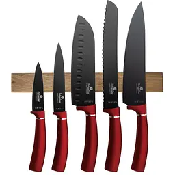 Набір ножів з магнітною планкою Berlinger Haus Metallic Line Burgundy Edition (BH-2886)