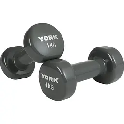 Гантелі для фітнесу вінілові круглі York Fitness 2х4кг сірий