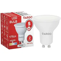 Лампа світлодіодна VARGO 5W GU10 4000К 220V 50Hz V-111208