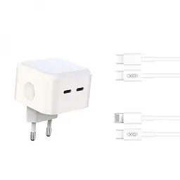 Зарядний пристрій XO L102 35 W 2 порти type-C + кабель Type-C Lightning - мініатюра 4