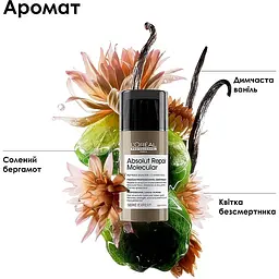 Маска L'Oreal Professionnel Serie Expert Absolut Repair Molecular для молекулярного відновлення структури пошкодженого волосся незмивна багатофункціональна 100 мл - мініатюра 3