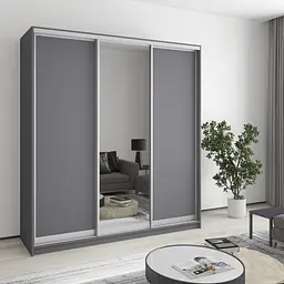 Шафа-купе тридверна MebelStar Комбо AL 2ДСП/Дзеркало 190x60x210 см Антрацит (MBS-3343)