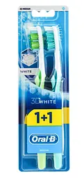 Зубна щітка Oral-B 3D White Відбілювання, середня, бірюзова з салатовим, 2 шт.