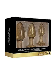 Набір анальних пробок - Ouch! Acrylic Golden Glitter Butt Plug Set - мініатюра 5