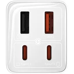 МЗП Baseus GaN6 Pro OS 65W (2USB-A/2C) + кабель Type-C to Type-C (P10162701) White - мініатюра 3