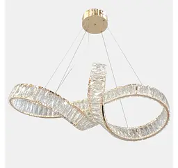 Золота дизайнерська кришталева LED люстра Artlight 549-800GD довжиною 80 см, 113W, 3 режими та пульт. - мініатюра 4