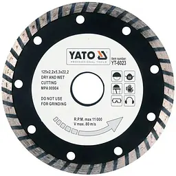 Диск алмазний турбо YATO TURBO Ø=125x8.0x22.2 мм (YT-6023)