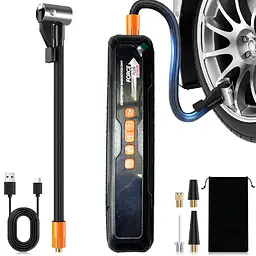 Автомобільний компресор Бездротовий Force PLUS Повербанк 12V 6000 mAh 10Атм 4-режиму LED USB 5V-2.4A (EL100 015)