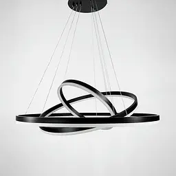 Підвісна люстра у чорному корпусі на три кільця 80, 60 та 40 см | Арт. MJ 93-800+600+400 BK | Line F - мініатюра 5