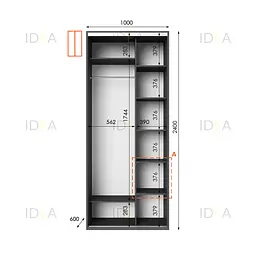 Шафа-купе Idea серія 1 100 x 60 x 240 см Антрацит - мініатюра 2
