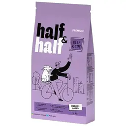 Сухий корм Half & Half для дорослих собак середніх порід, із яловичиною, 12 кг